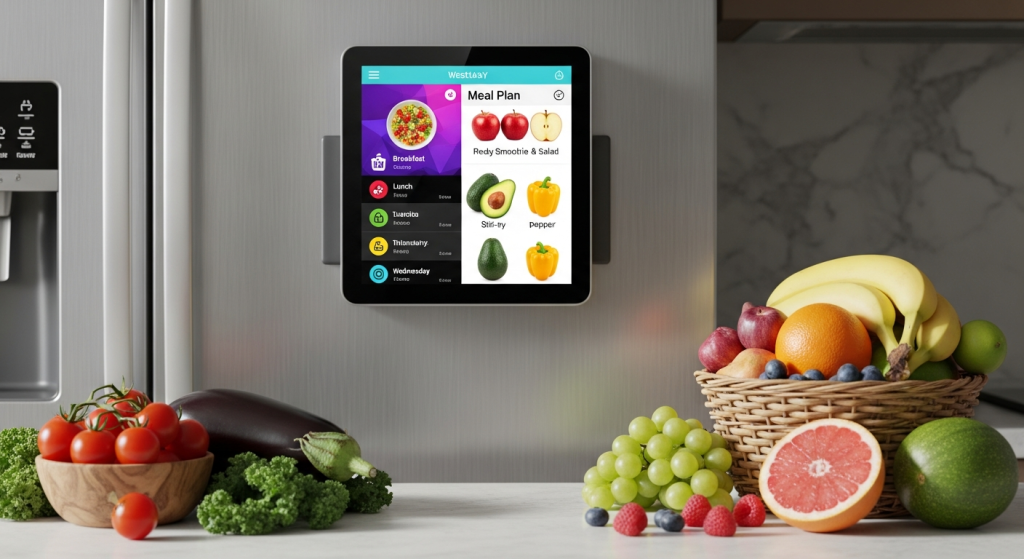 Everblog 13.4 inch FridgeCal Smart AI Calendar mounted on refrigerator door
